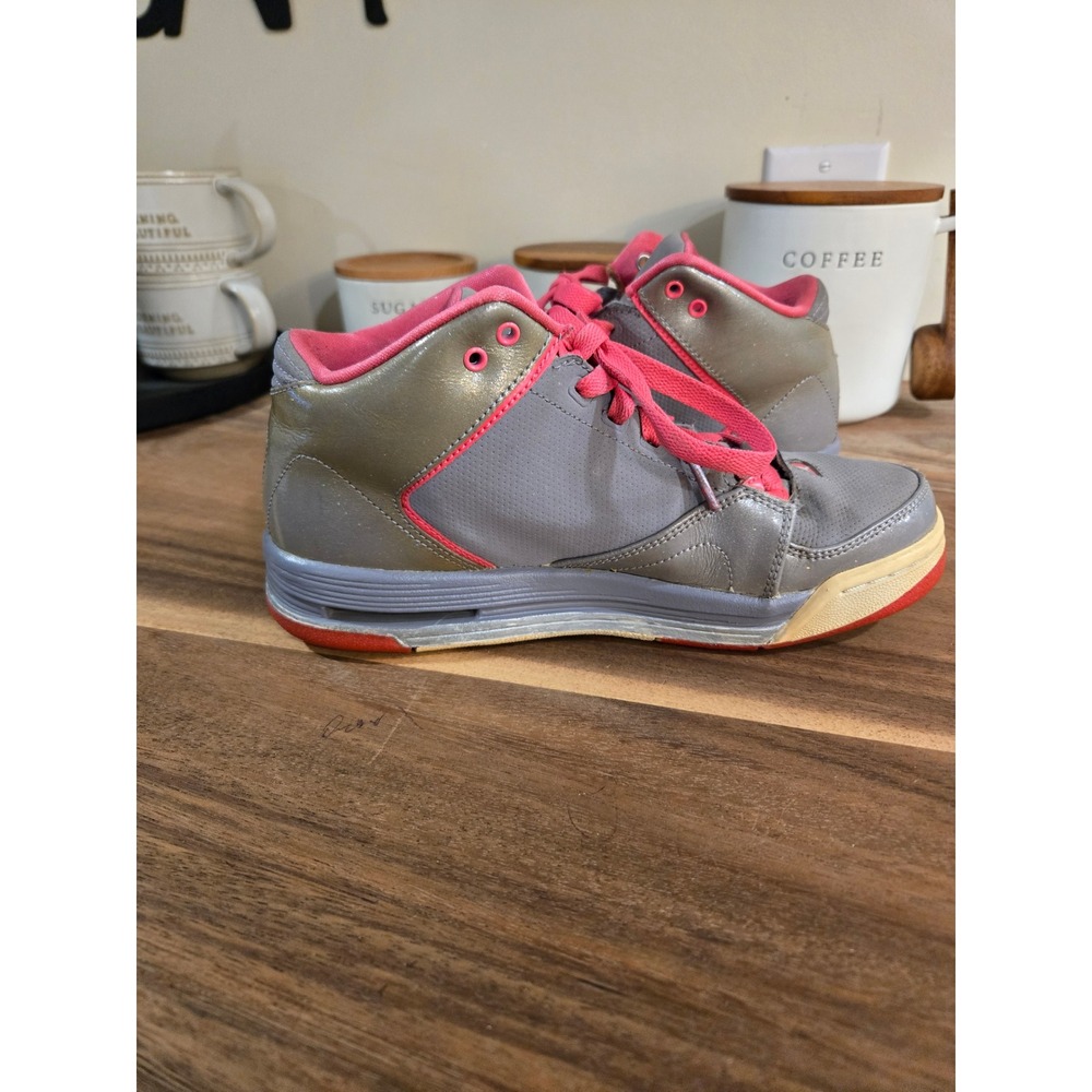 Nike Jordan‎ Kids High Top Sneakers Gray Pink Basketball Shoes Youth Size 5Y - Picture 6 of 10